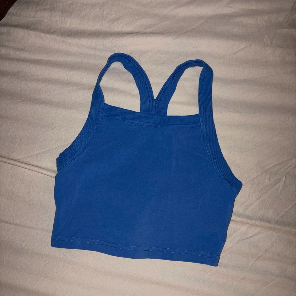 Aritzia TNA Blue Racerback Crop Top